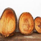 Natural Edges Olive Wood Hand-carved Rustic Bowl / Wooden Boat Shaped Handcrafte