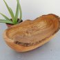 Olive Wood Rustic Bowl 10.8 X 6.7 X 5 Inch, Natural Edge Wooden Boat Shaped Sala