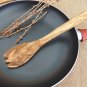 Rustic Olive Wood Spoon Fork 14 inch / Wooden Kitchen Cooking Serving Spoon Uten