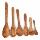 Wooden Spoon Set / Set of 6 Olive Wood Spoons / Kitchen Cooking Serving Utensils