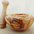 Unique Mortar & Pestle, Diameter 4 inch, Wooden Garlic Spice Herb Grinder, Rusti