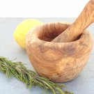 Olive Wood Mortar and Pestle, Wooden Garlic Herb Grinder