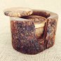 Handmade Olive Wood Rustic Coaster set with Rustic Holder, Natural Edges Wooden