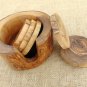Handcarved Olive Wood Rustic Coaster set with Rustic Holder, Natural Edges Woode
