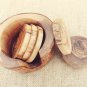 Handcarved Olive Wood Rustic Coaster set with Rustic Holder, Natural Edges Woode
