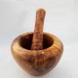 Olive Wood rustic Mortar and Pestle 4 inches , Wooden mortar pestle herb grinder