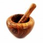 Olive Wood rustic Mortar and Pestle 4 inches , Wooden mortar pestle herb grinder