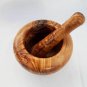 Olive Wood rustic Mortar and Pestle 4 inches , Wooden mortar pestle herb grinder