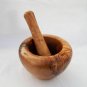 Olive Wood rustic Mortar and Pestle 4 inches , Wooden mortar pestle herb grinder