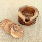 Natural Edges Wooden Coaster set, Rustic Wedding Decor Gift, Olive Wood Rustic C Natural Edges Wooden Coaster set, Rustic Wedding Decor Gift, Olive Wood Rustic C