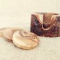 Natural Edges Wooden Coaster set, Rustic Wedding Decor Gift, Olive Wood Rustic C