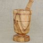 Natural Rustic Wooden Mortar and Pestle 4.7 inches Diameter, Spice Herb grinder,