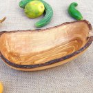 Olive Wood Rustic Serving Bowl, Natural Edge Wooden Boat Shaped Salad Fruits Bow