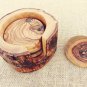 Unique Rustic Olive Wood Coaster set with Rustic Holder, Natural Edges Olive Woo