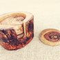 Unique Rustic Olive Wood Coaster set with Rustic Holder, Natural Edges Olive Woo