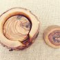 Unique Rustic Olive Wood Coaster set with Rustic Holder, Natural Edges Olive Woo