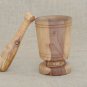 Olive Wood Exotic Rustic Wood Mortar and Pestle 3.9 inches Diameter, Rustic Wedd