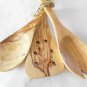 Mothers Day Gift / Set of 3 Olive Wood Medium Utensils : 1 Curved Spoon, 1 Curve