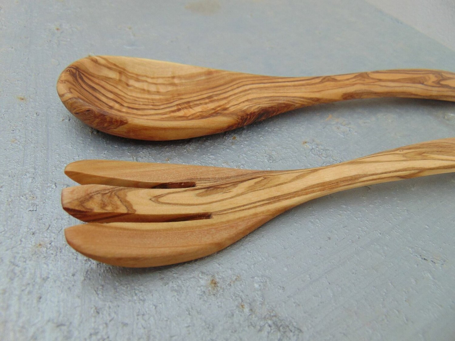 Olive Wood Utensil set 1 Spoon, 1 Fork Wooden Kitchen Cooking