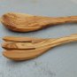 Olive Wood Utensil set : 1 Spoon, 1 Fork | Wooden Kitchen Cooking Serving Salad