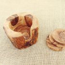 Rustic Wedding Decor Gift, Wooden Rustic Coaster set with Rustic Holder, Natural Rustic Wedding Decor Gift, Wooden Rustic Coaster set with Rustic Holder, Natural