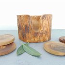 Rustic Edges Olive Wood Coaster set with Rustic Holder, Natural Edges Wooden Coa Rustic Edges Olive Wood Coaster set with Rustic Holder, Natural Edges Wooden Coa