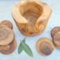 Rustic Edges Olive Wood Coaster set with Rustic Holder, Natural Edges Wooden Coa