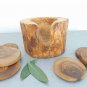 Rustic Edges Olive Wood Coaster set with Rustic Holder, Natural Edges Wooden Coa