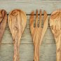Olive Wood Cooking Utensils / Set of 4 wooden Kitchen  Serving Mixing Spoons