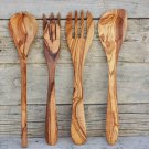 Rustic & Unique Olive Wood Utensils 12-Inch long, Cooking Serving Kitchen Spoons