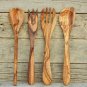 Rustic & Unique Olive Wood Utensils 12-Inch long, Cooking Serving Kitchen Spoons