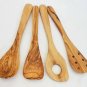 Olive Wood Utensil set medium : Spoon, Spatula, pierced spatula, sauce spoon