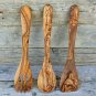 Olive Wood Utensil Set 12 Inch Length: 1 Spoon, 1 Spatula, 1 Slotted Spatula
