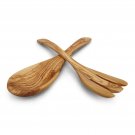 Olive Wood Utensil set : 1 Spoon, 1 Fork | Wooden Kitchen Cooking Serving Set