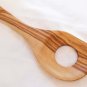 Olive Wood Medium 12 Inch Sauce Spoon with Hole / Kitchen Cooking Utensil