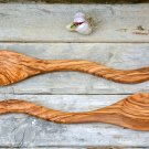 Unique Olive Wood Curved Spoon Set, Wooden Salad Serving Mixing set, Snake Spoon Unique Olive Wood Curved Spoon Set, Wooden Salad Serving Mixing set, Snake Spoon