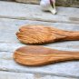 Unique Olive Wood Curved Spoon Set, Wooden Salad Serving Mixing set, Snake Spoon