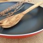 Rustic Olive Wood Spoon Fork 12 inch / Wooden Kitchen Cooking Serving Spork
