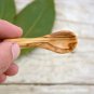 Olive Wood Very Small Tiny Coffee Sugar Spice Spoon Set, Set of 5 Salt Scoops