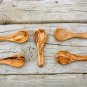 Olive Wood Very Small Tiny Coffee Sugar Spice Spoon Set, Set of 5 Salt Scoops