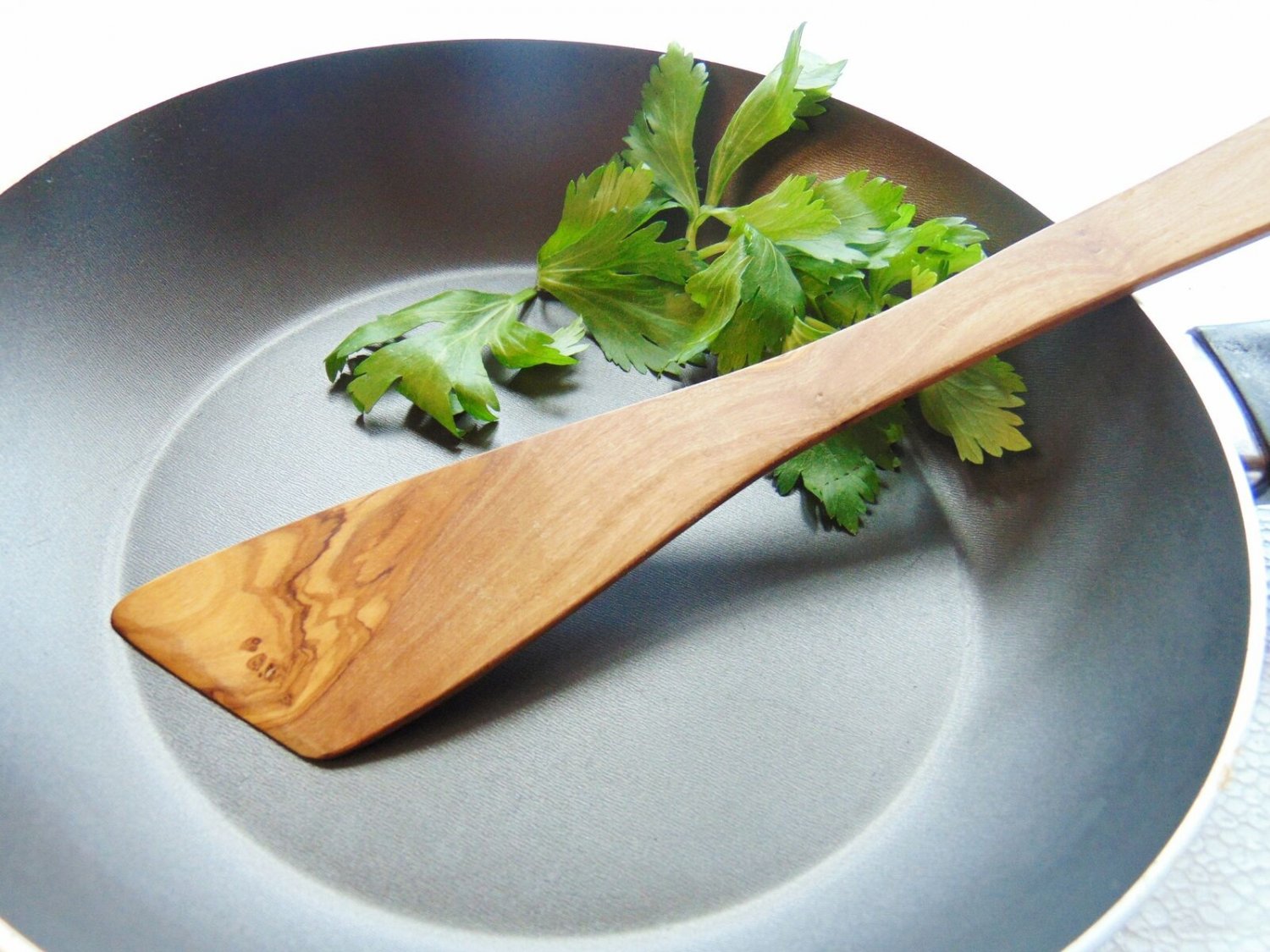 Olive Wood Thin Spatula 12 Inch  /  Wooden Cooking Kitchen Spatula
