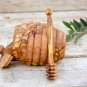 Bee Hive Shape Honey Jar, Olive Wood Honey Pot, Wooden Honey Holder Keeper