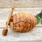 Bee Hive Shape Honey Jar, Olive Wood Honey Pot, Wooden Honey Holder Keeper
