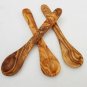 Olive Wood small coffee sugar spoon set, Set of 3 sugar salt coffee spoons