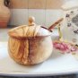 Olive Wood Sugar Bowl With Coffee Spoon / Sugar Pot / Spice Container