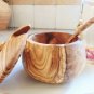 Olive Wood Sugar Bowl With Coffee Spoon / Sugar Pot / Spice Container