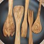 Rustic Olive Wood Kitchen Utensils Set / 12 Inch Wooden Cooking Utensils Set