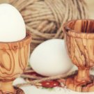 Unique Rustic Olive Wood Egg Cup Set, Hand-carved wooden egg holder set