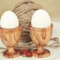 Unique Rustic Olive Wood Egg Cup Set, Hand-carved wooden egg holder set