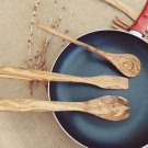 Medium Olive Wood Salad Serving Spoons Utensils 12 Inch Mixing Set